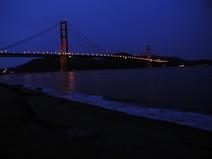 The Golden Gate Bridge in the darkness